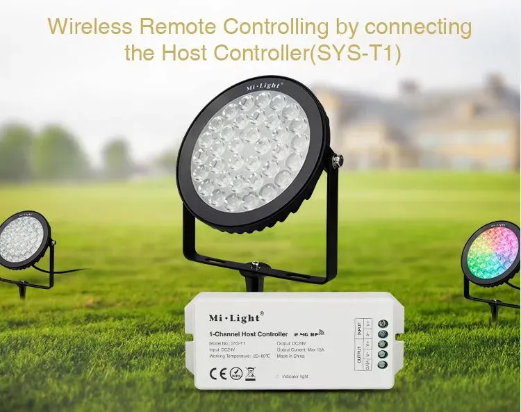 MiBoxer SYS-RC2 LED Subordinate Garten Lampe 15W RGB-WW (RGB-CCT) mit Funk und WLAN IP66 24V – Bild 3