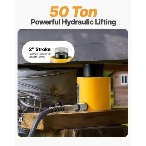 VEVOR Schwerlast-Hydraulikzylinder 50 t Vollkolbenzylinder mit 50 mm Hub, für Karosserie- und Rahmenarbeiten, mit Schnellkupplung, Staubschutz und Kompakter Bauform für Werkstätten und Industrie VEVOR Schwerlast-Hydraulikzylinder 50 t Vollkolbenzylinder mit 50 mm Hub, für Karosserie- und Rahmenarbeiten, mit Schnellkupplung, Staubschutz und Kompakter Bauform für Werkstätten und Industrie