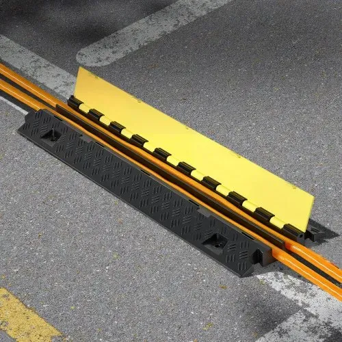 VEVOR 940 mm Kabelbrücke, 9979 kg/Achstragkraft, 2-Kanal(31x28 mm) Überfahrschutz aus TPU, Stolperschutz, Bodenabdeckungen, für Bereiche mit hoher Schwelle, Zuhause, Büro, Lager, 3er-Pack – Bild 7