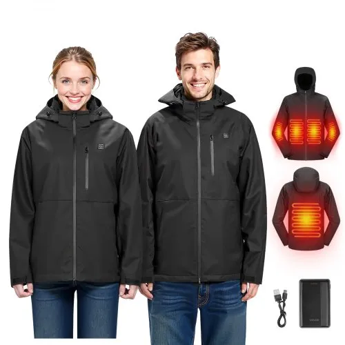 VEVOR Beheizte Jacke für Herren mit 7,4-V-Akku, elektrischer Softshell-Heizmantel, winddichte, Heizjacke, leichte Oberbekleidung mit 5 Heizzonen und 3 Heizstufen, maschinenwaschbar, XXL VEVOR Beheizte Jacke für Herren mit 7,4-V-Akku, elektrischer Softshell-Heizmantel, winddichte, Heizjacke, leichte Oberbekleidung mit 5 Heizzonen und 3 Heizstufen, maschinenwaschbar, XXL