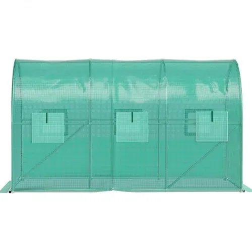 VEVOR Foliengewächshaus 3,5x2x2 m Bogendach Gewächshaus Verzinkter Stahlrahmen und PE Abdeckung Frühbeet Treibhaus 6 Netzfenster Grün Mobiler Folientunnel Ideal für Anbau von Gemüse Blumen – Bild 10