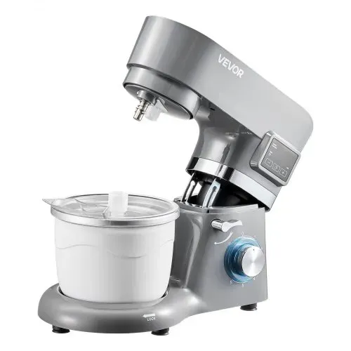 VEVOR Eismaschine Eiscrememaschine 1,7 L Standmixer 6-Gang mit LED-Digitalanzeige & Timer & Rührpaddel & Knethaken & Spritzschutz, für DIY Gefrorener Joghurt, Frucht-Gelato Sorbet Grau 1400 W – Bild 8