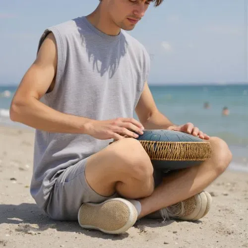 VEVOR Zungentrommel, 33 cm 15-Noten-Regentrommel, C-Dur-Musiktrommeln mit Notenbuch & Schlägeln, Steel Tongue Drum für Meditation, Yoga, musikalische Ausbildung für Anfänger, Marineblau – Bild 7
