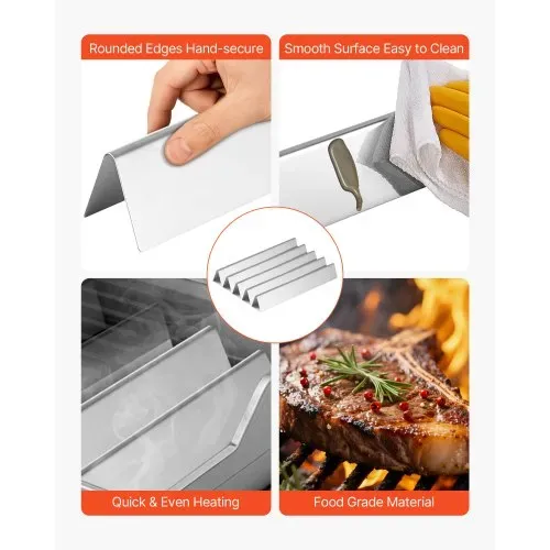 VEVOR 5 Flavorizer Bars + 2 Heizplatten, Aromaschienen Flammenverteiler für Grills (Weber Genesis 300-Serie), einschließlich E310 E320 E330 S310 S320 S330, dickere Heizplatte aus Edelstahl – Bild 4