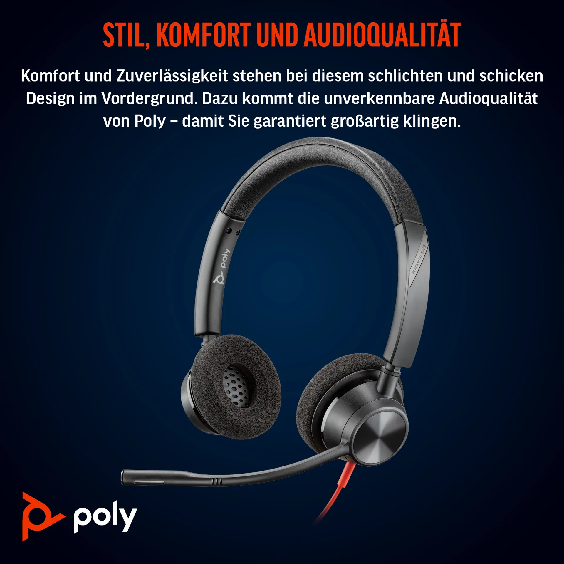 HP Poly Blackwire 3320 USB-C Stereo-Headset, für Microsoft Teams zertifiziert, + USB-C/A-Adapter – Bild 2
