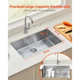 VEVOR Küchenspüle Einbauspüle Spülbecken 76 x 43 x 19 cm aus Edelstahl Spülen Unterbauspülen, Einzelbecken mit Zubehör, Haushaltsspülbecken für Wohnmobil Vorbereitungsküche Bar VEVOR Küchenspüle Einbauspüle Spülbecken 76 x 43 x 19 cm aus Edelstahl Spülen Unterbauspülen, Einzelbecken mit Zubehör, Haushaltsspülbecken für Wohnmobil Vorbereitungsküche Bar