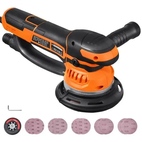 VEVOR Exzenterschleifer, 15,24cm DA & GA Schleifgerät mit Doppelfunktion, 850 W, 7400 U/min, 6 Gang, Schwingschleifer mit 10 Schleifpapieren, Staubanschluss für Detailschleifen in der Holzbearbeitung – Bild 8
