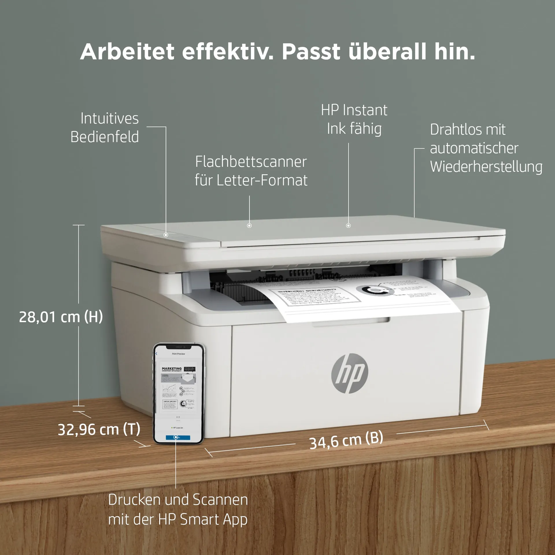 HP LaserJet M140w Wireless Multifunction Schwarzweiß Drucker, Kopierer, Scanner – Bild 4