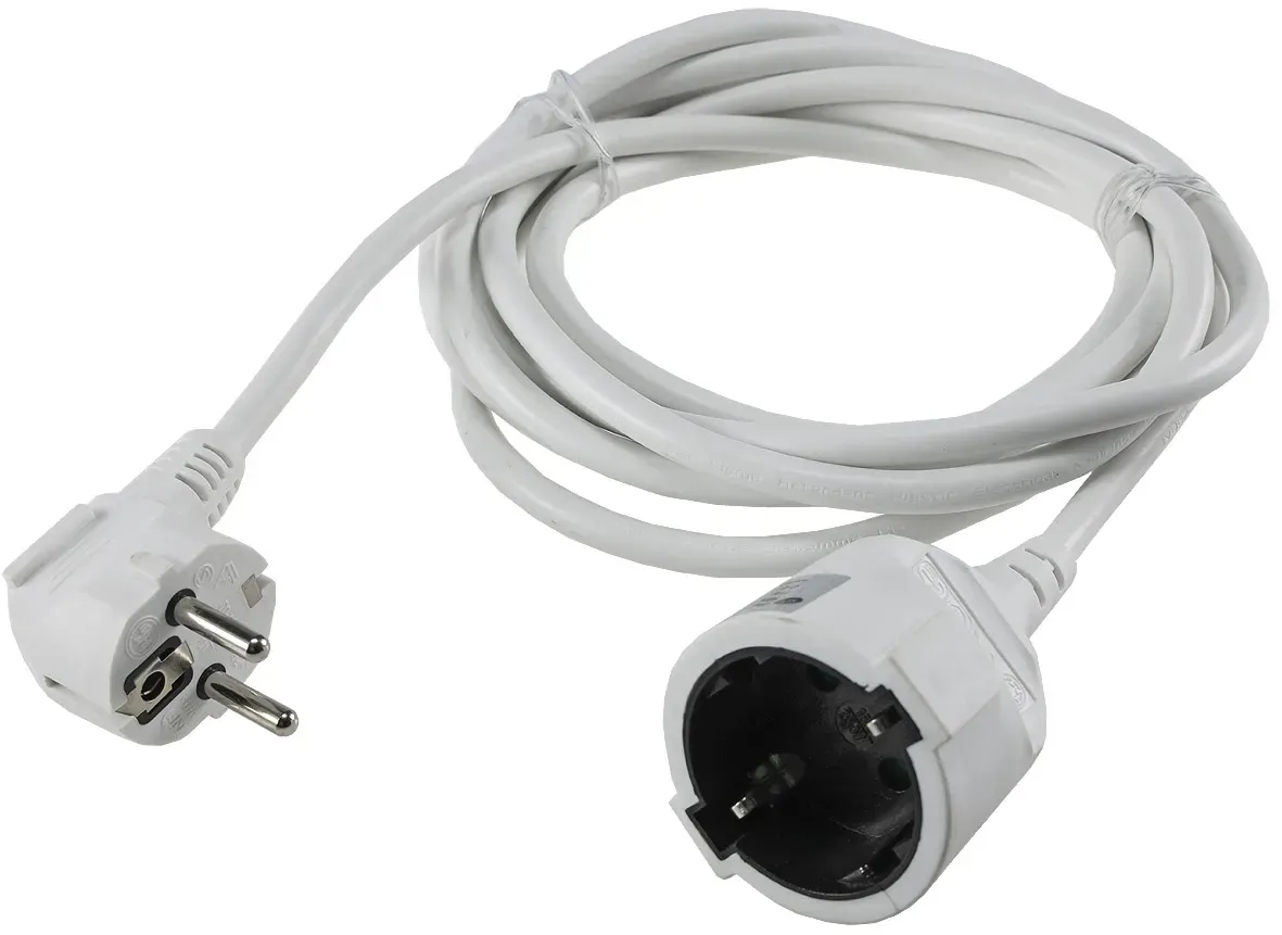 Schutzkontakt-Verlängerung, 3m, weiß H05VV-F3G 1,5mm² 16A/250V Schutzkontakt-Verlängerung, 3m, weiß H05VV-F3G 1,5mm² 16A/250V
