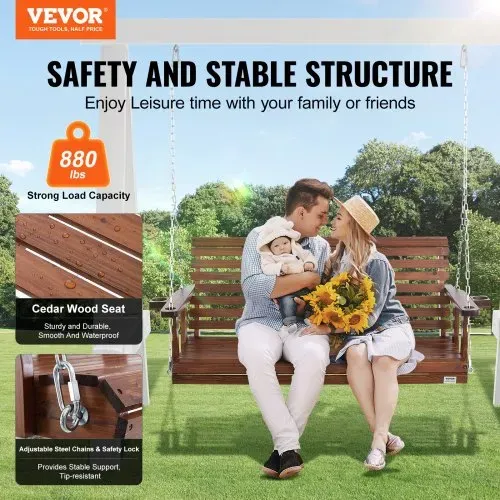 VEVOR Hollywoodschaukel Zedernholz, 1702x710x600mm, Terrassenschaukel für Hof und Garten, verbesserte Tragkraft von ca. 400 kg, robuste Schaukelstuhlbank mit Aufhängeketten für den Außenbereich, braun VEVOR Hollywoodschaukel Zedernholz, 1702x710x600mm, Terrassenschaukel für Hof und Garten, verbesserte Tragkraft von ca. 400 kg, robuste Schaukelstuhlbank mit Aufhängeketten für den Außenbereich, braun