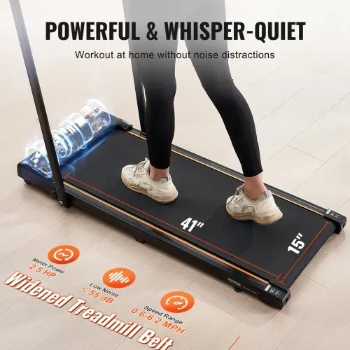 VEVOR Walking Pad Laufband unter den Schreibtisch, Laufband zum Arbeiten, klappbares Laufband mit 120 kg Tragkraft, tragbares 2 in 1 Pad mit 2,5 PS, Griffstange Fernbedienung LED-Anzeige 1-10 km/h – Bild 2