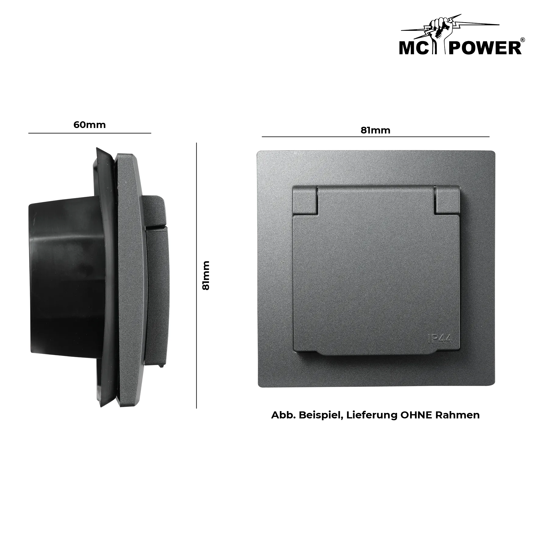 Schutzkontakt-Steckdose McPower ''Flair'' 250V/16A, UP, IP44, Steckanschluss – Bild 3