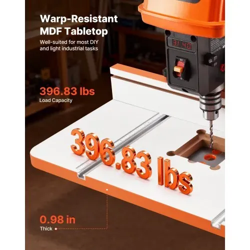 VEVOR Tisch für Säulenbohrmaschine, Bohrtisch 600 x 298 mm, mit verstellbarem Anschlag & Anschlagblock, T-Nuten, MDF-Tischplatte, Skala, Unterstützung für mehrere Klemmen & Schraubstöcke – Bild 5