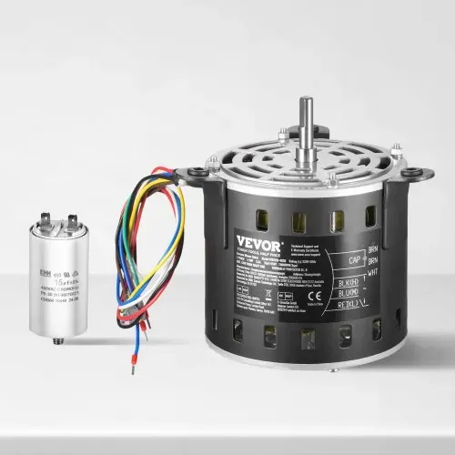 VEVOR 1/2 PS Gebläsemotor, 220 V, 2,6 Ampere, 1300 U/min, 3 Gang (1300/1100/800 U/min), 10 mm Wellendurchmesser, 20 mm Wellenlänge, ROT. CCW vom Wellenende, inkl. CBB60 15 μF/450 V Kondensator – Bild 7
