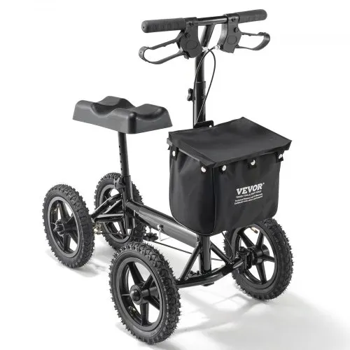 VEVOR Knieroller,Knie-Walker aus Aluminium mit höhenverstellbarer Lenkstange und Kniepolster, 30 cm Geländeräder, Doppelbremsen, Bein-Rehabilitationsroller für Knöchel- und Fußbrüche, 160 kg – Bild 9