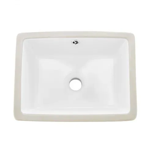 VEVOR Unterbauwaschbecken Handwaschbecken 400 x 305 mm rechteckiges Spülbecken aus Keramik mit Überlaufloch, moderne Unterbauspüle Küchenspüle für kleine Räume, Badezimmerwaschbecken Weiß – Bild 8