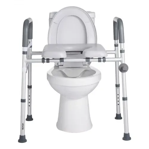 VEVOR Toilettensitzerhöhung Toilettenerhöhung (verstellbare Höhe & Breite) mit Armlehnen & 181 kg Tragkraft & 4 Beinen, erhöhter Toilettensitz für ältere Menschen Senioren Behinderte Schwangere – Bild 9