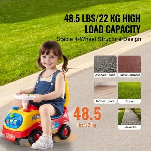 VEVOR Aufsitzauto für Kleinkinder, Alter 1–3, Ride Racer, Aufsitzspielzeug für Kleinkinder zum Sitzen und Stehen, klassisches Aufsitzauto für Kinder mit Musiklenkrad, Hupe und Stauraum unter dem Sitz, Aufsitzspielzeug für Jungen und Mädchen – Bild 2