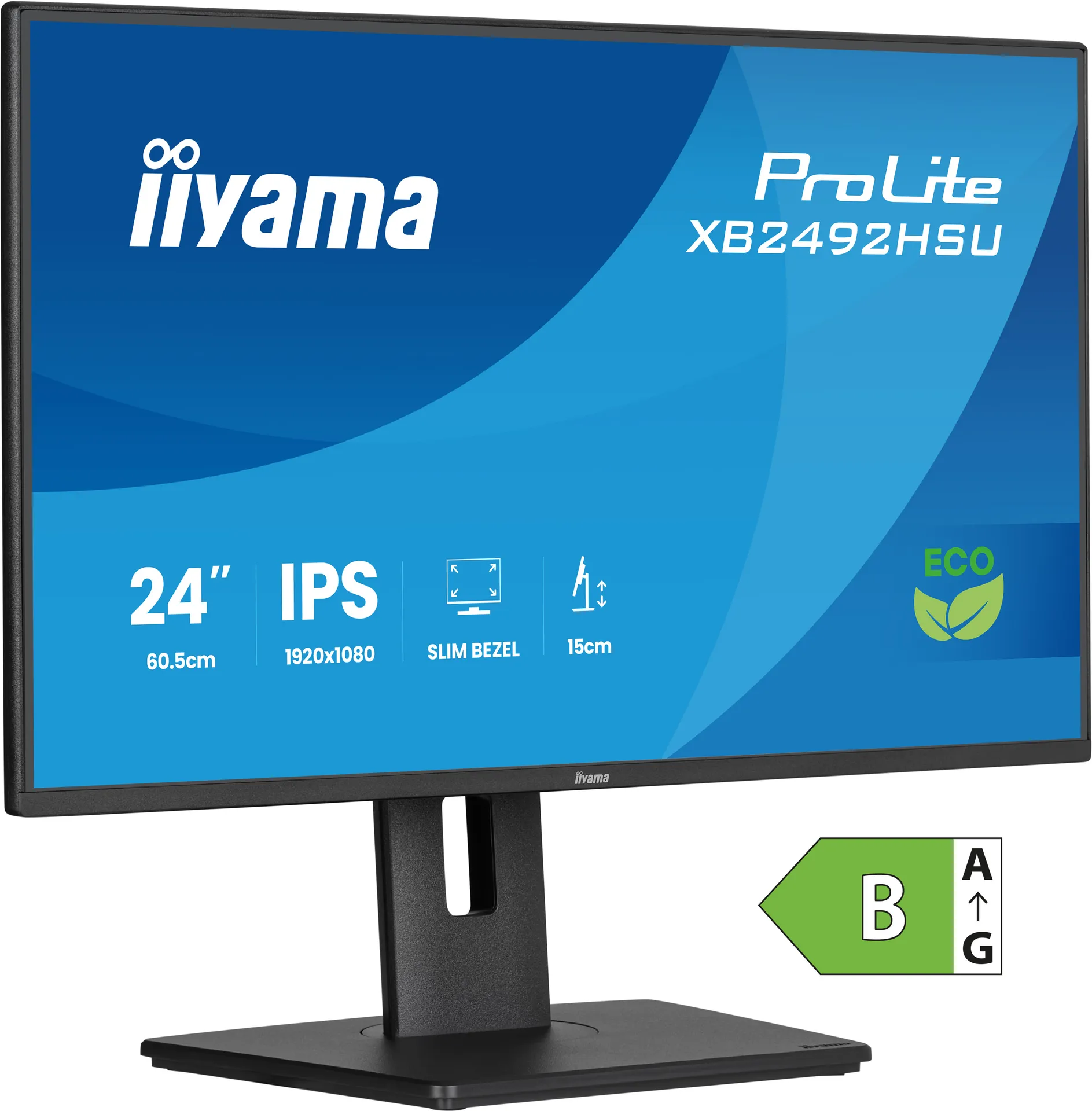iiyama ProLite 24″ IPS Full-HD-Panel mit 4-seitigem Slim-Bezel, Energieeffizienzklasse B und höhenverstellbarem Standfuß iiyama ProLite 24″ IPS Full-HD-Panel mit 4-seitigem Slim-Bezel, Energieeffizienzklasse B und höhenverstellbarem Standfuß