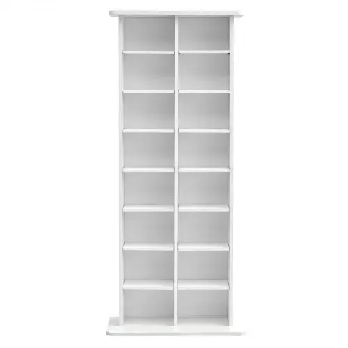 VEVOR Medienregal, 8-lagiges CD-Regal, 559x222x1295 mm, Multimedia-Aufbewahrung für CDs, DVDs, Bücher & Spiele, Raumteiler Schrank mit 16 Fächern für Wohnzimmer, Homeoffice, Aufnahmeraum, Weiß – Bild 9
