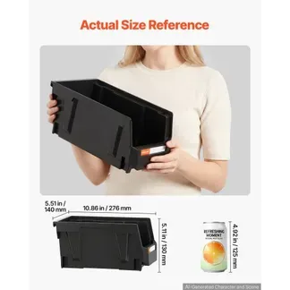 VEVOR Stapelboxen, 276x140x130 mm (8er-Pack), Sichtlagerboxen, Lagerboxen, Sichtlagerkasten zum Organisieren & Aufbewahren von Kleinteilen, Bürobedarf & anderem Zubehör, Schwarz VEVOR Stapelboxen, 276x140x130 mm (8er-Pack), Sichtlagerboxen, Lagerboxen, Sichtlagerkasten zum Organisieren & Aufbewahren von Kleinteilen, Bürobedarf & anderem Zubehör, Schwarz
