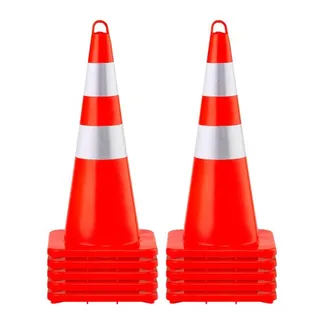 VEVOR Sicherheitskegel, 10 Stück 73 cm Verkehrskegel, Orangefarbene PVC-Baukegel, 2 Reflektierende Kragen, Verkehrskegel mit Beschwerter Basis und Handring, für Verkehrskontrolle VEVOR Sicherheitskegel, 10 Stück 73 cm Verkehrskegel, Orangefarbene PVC-Baukegel, 2 Reflektierende Kragen, Verkehrskegel mit Beschwerter Basis und Handring, für Verkehrskontrolle