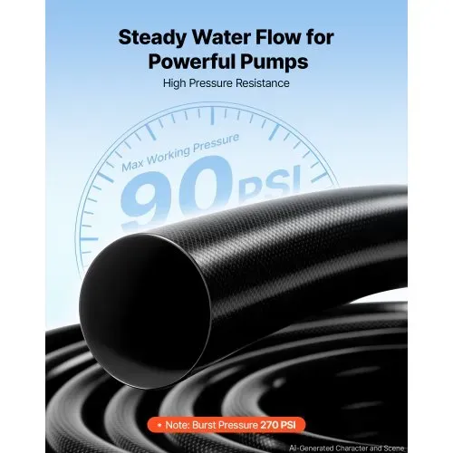 VEVOR Rückspülschlauch 1,5 Zoll 30,48 m PVC Flachschlauch Ablaufschlauch für Poolentwässerung und Bewässerung mit 90 psi, Anschlusswahl ohne Vorinstallierte Kupplungen für Verschiedene Pumpensysteme – Bild 2