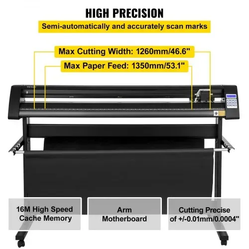 VEVOR Vinyl Schneideplotter 1350 mm, Folienschneider Max. Schnittstärke 3 mm, Folienschneider Schneidkraft 500 g, Plottermaschine Halbautomatisch Signcut-Software, Speichercache 1-4 M, Hobbyplotter – Bild 4