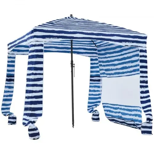 VEVOR Strand-Cabana, 183 x 183 cm Strandüberdachung mit Seitenwand, UPF 50+ Sonnenschutz, Strandpavillon mit Sandsäcken, tragbarer Sonnenschutz Sonnenschirm für Familie Freunde marineblaue Streifen – Bild 10