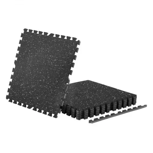 VEVOR 6 x Puzzlematte Bodenschutzmatte 610 x 610 x 14 mm, Hochdichte EVA-Schaumstoffmatte, Ineinandergreifende Fitnessmatte Gymnastikmatte Sportmatte, Trainingsmatte (Schwarz) mit Grauen Punkten – Bild 9