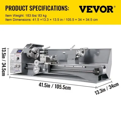 VEVOR Mini Drehbank 220x600mm Drehmaschine Metall 750 W Mini Drechselbank für Metallbearbeitung Drehbank Metall präzise einfach zu bedienen – Bild 6