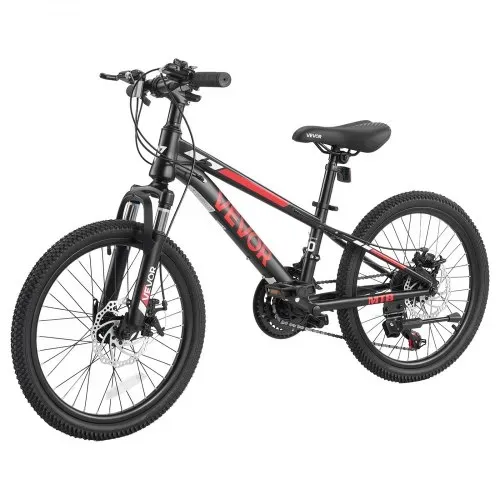 VEVOR Mountainbike 20 Zoll 21-Gang Fahrrad aus Kohlenstoffstahl Schwarz für Freizeitfahrten & Leichte Offroad-Touren, 80 kg Tragkraft, Klingel, Reflektoren und Lichthalterung für Gute Sichtbarkeit – Bild 8