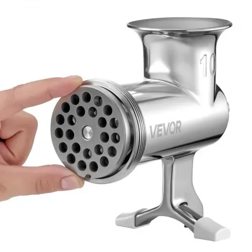 VEVOR manuelle Fleischmühle, alle Teile Edelstahl, handbetriebene Fleischmahlmaschine mit Tischklemme, 2 Schleifplatten & Wurstfüller, ideal für Zuhause Küche Restaurant Metzgergeschäft – Bild 9
