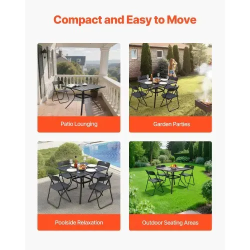 VEVOR Terrassentisch Gartentisch Balkontisch (94 x 94 cm) aus Kohlenstoffstahl quadratischer Esstisch für Outdoor Hof Terrasse Garten Veranda, wasserfest, mit Schirmloch, 68 kg Tragkraft Schwarz – Bild 5
