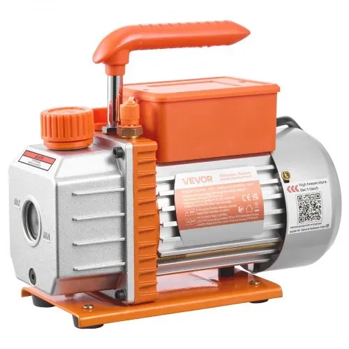 VEVOR Vakuumpumpe mit Manometer, 3,5 CFM 99 L/min, 180 W 1-stufige Drehschieber-Unterdruckpumpe, Vacuum Pump Kit für R134a, R22, R410a, R1234YF & R32, mit Tragetasche für Kfz-Klimaanlagen – Bild 8