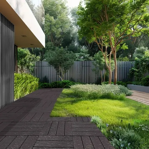 VEVOR Terrassenfliesen, 36er-Set, Balkonfliesen 30x30cm, Klickfliesen, wasserdichter Kunststoff-Bodenbelag für den Außenbereich, Terrassenbodenbelag für Veranda, Pool, Balkon, Hinterhof, Dunkelbraun – Bild 7