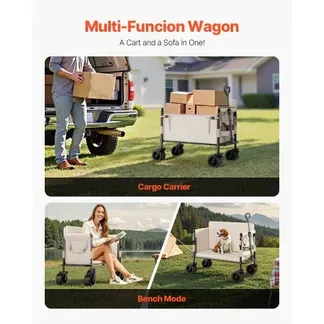 VEVOR Bollerwagen, Handwagen 250 kg Tragkraft, 2-in-1-Klappwagen, umwandelbar in eine Bank, Mehrzweckwagen mit verstellbarem Griff, Outdoor-Wagen für Lebensmitteleinkauf, Camping, Gartenarbeit VEVOR Bollerwagen, Handwagen 250 kg Tragkraft, 2-in-1-Klappwagen, umwandelbar in eine Bank, Mehrzweckwagen mit verstellbarem Griff, Outdoor-Wagen für Lebensmitteleinkauf, Camping, Gartenarbeit