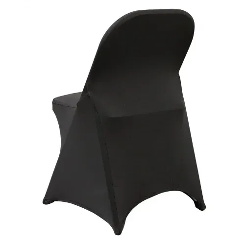 VEVOR Stuhlhussen aus Elastischem Spandex für Klappstühle, Universell Passender, Kurzer Vorderbezug, Abnehmbare &Waschbare Schonbezüge, für Hochzeit, Urlaub, Party, Feier, (50 Stück, Schwarz) – Bild 9
