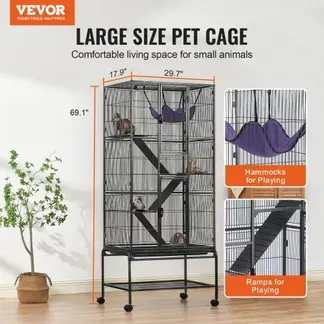 VEVOR 69″ rollender Frettchenkäfig aus Metall, großer 4-stöckiger Critter Nation-Käfig, Kleintierkäfig mit Rampen und Tablett, einfach aufzubauen für Hausratten, Hamster, Meerschweinchen, Chinchillas, Eichhörnchen, Igel, Hasen VEVOR 69″ rollender Frettchenkäfig aus Metall, großer 4-stöckiger Critter Nation-Käfig, Kleintierkäfig mit Rampen und Tablett, einfach aufzubauen für Hausratten, Hamster, Meerschweinchen, Chinchillas, Eichhörnchen, Igel, Hasen