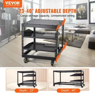 VEVOR 9U Server-Rack mit offenem Rahmen, 23 bis 40 Zoll einstellbare Tiefe, freistehend oder zur Wandmontage, Netzwerk-Server-Rack mit 360°-Rollen, robuste 4-Pfosten-Halterung für alle Ihre Netzwerk-IT-Geräte, AV-Ausrüstung und Router VEVOR 9U Server-Rack mit offenem Rahmen, 23 bis 40 Zoll einstellbare Tiefe, freistehend oder zur Wandmontage, Netzwerk-Server-Rack mit 360°-Rollen, robuste 4-Pfosten-Halterung für alle Ihre Netzwerk-IT-Geräte, AV-Ausrüstung und Router