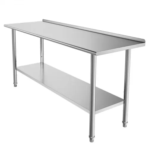 VEVOR Edelstahltisch Gastro 1829 x 610 x 894 mm, Verstellbarer Edelstahltisch mit Aufkantung, Arbeitstisch mit Grundboden für Restaurant Schwerlast Obere Ablage (263 kg) Untere Ablage (218 kg) – Bild 10