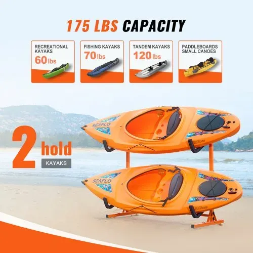 VEVOR Kayak Halterung Kajak Aufhänger 1265 x 788 x 1380 mm, Freistehender Kajakständer 2 Kajaks 1230–1825 mm Breitenverstellbereich, Kajak Aufbewahrungsregal Robuste Kajak-Aufbewahrungshaken – Bild 4