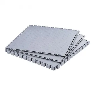 VEVOR PVC Garagenboden, 8er-Pack 513x513x5 mm, Werkstattboden, Industrieboden, Klick Verlegung, rutschfeste PVC-Matten mit Diamantplatte für Werkstatt, Lager, Werkzeugraum, Hellgrau VEVOR PVC Garagenboden, 8er-Pack 513x513x5 mm, Werkstattboden, Industrieboden, Klick Verlegung, rutschfeste PVC-Matten mit Diamantplatte für Werkstatt, Lager, Werkzeugraum, Hellgrau