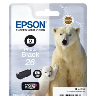 Epson Polar bear Singlepack Photo Black 26 Claria Premium Ink Epson Polar bear Singlepack Photo Black 26 Claria Premium Ink