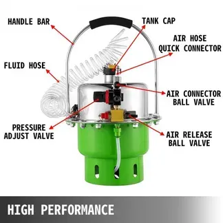 VEVOR 5L Bremsenentlüftungsgerät 0-10 Bar, Pneumatischer Druckluft Bremsenentlüfter 1,3 G, Bremsenentlüfter Druckluft Bremsenentlüftungsgerät Bremsentlüftungssatz VEVOR 5L Bremsenentlüftungsgerät 0-10 Bar, Pneumatischer Druckluft Bremsenentlüfter 1,3 G, Bremsenentlüfter Druckluft Bremsenentlüftungsgerät Bremsentlüftungssatz