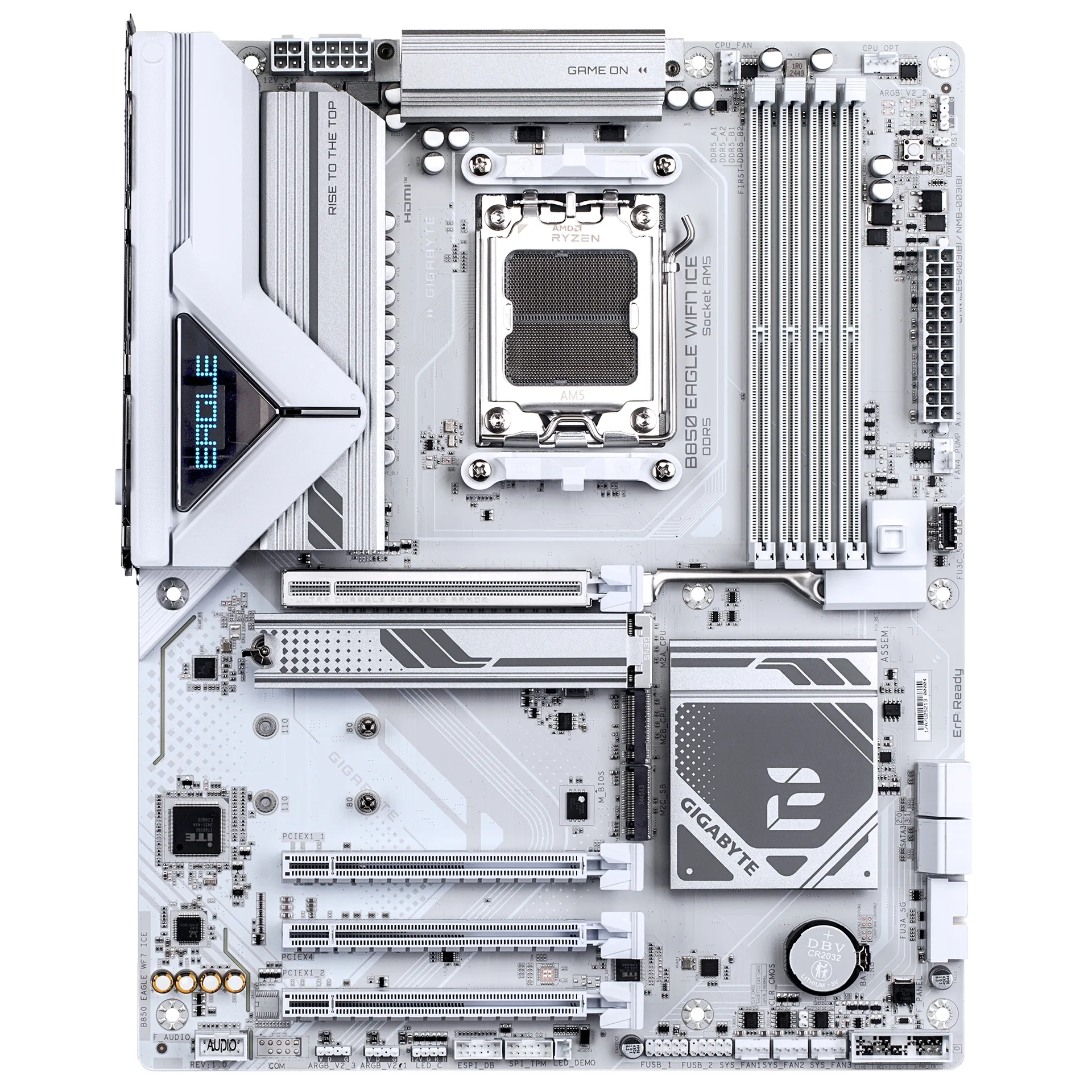 GIGABYTE B850 EAGLE WIFI7 ICE Mainboard – AMD Ryzen 9000 Serie Prozessoren, digitales 8+2+2 Phasen VRM, bis zu 8200 MHz DDR5 (O.C.), 1x PCIe 5.0 + 2x PCIe 4.0 M.2, Wi-Fi 7, 2.5 GbE LAN, USB 3.2 Gen 2 – Bild 2
