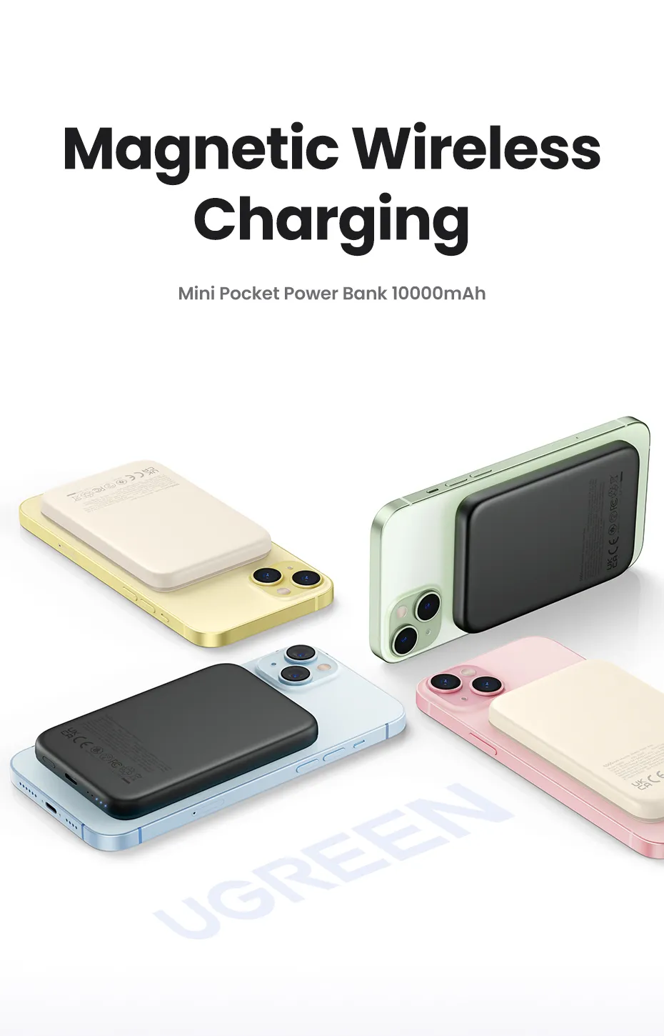 Ugreen 25208 Powerbank 10000 mAh Kabelloses Aufladen Beige – Bild 2