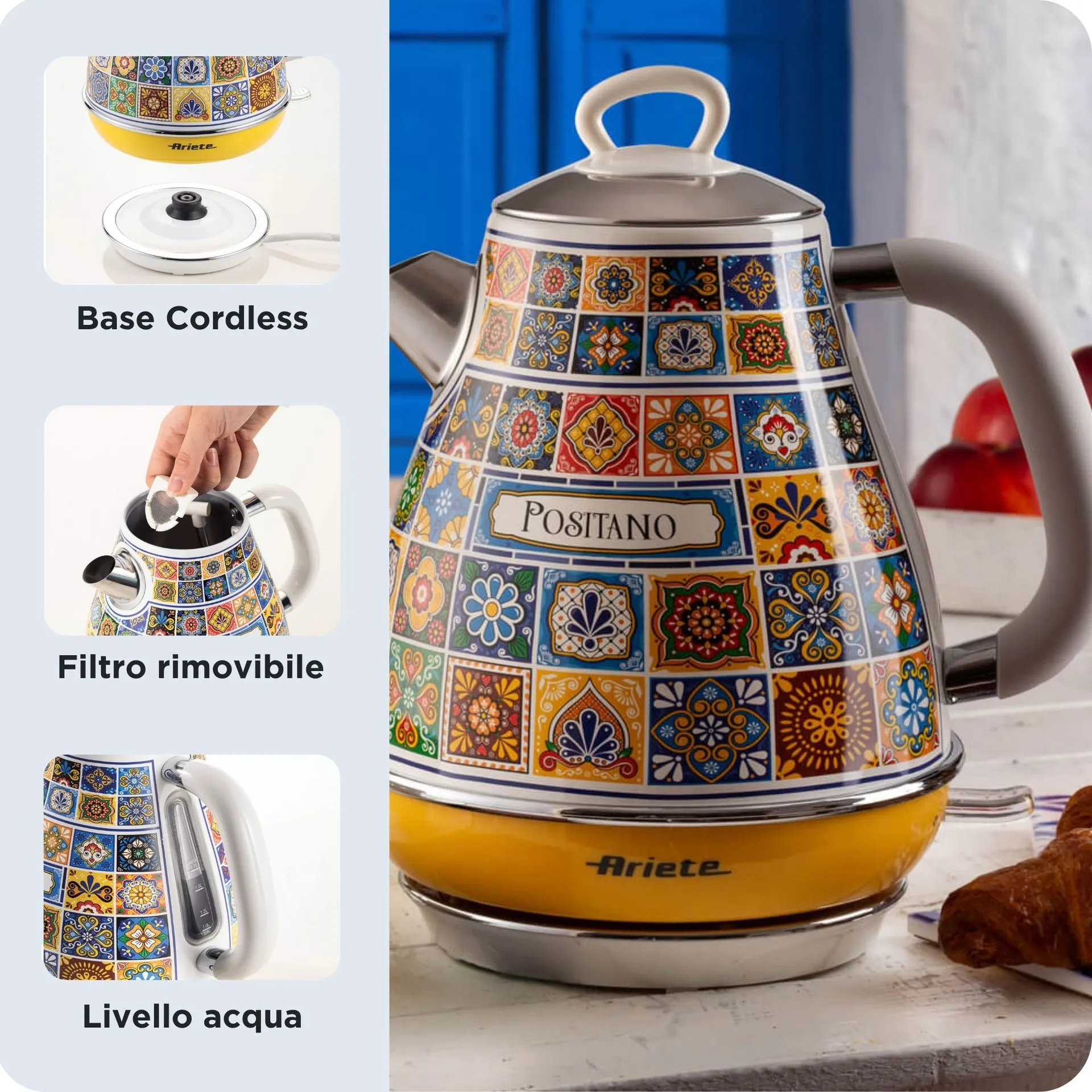 Ariete 2869/0P Wasserkocher 1,7 l 2200 W Blau, Gelb – Bild 3