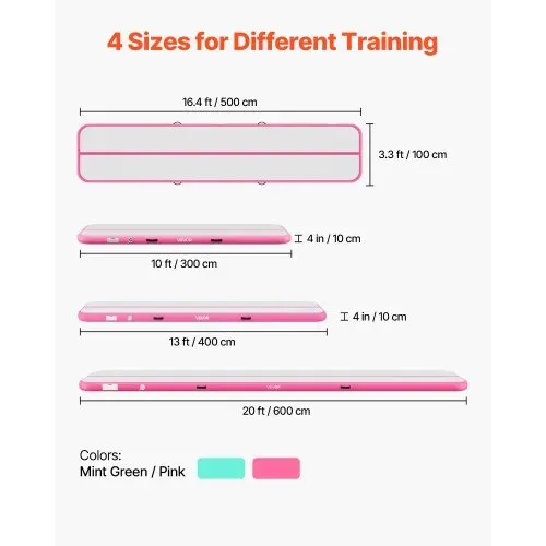 VEVOR Aufblasbare Gymnastikmatte 500x100x10 cm Airtrack-Turnmatte für Training, Wettkampfsport & Yoga, mit Rutschfester Oberfläche, 600-W-Elektroluftpumpe, Reparaturflicken, Düsen & Tasche, Pink VEVOR Aufblasbare Gymnastikmatte 500x100x10 cm Airtrack-Turnmatte für Training, Wettkampfsport & Yoga, mit Rutschfester Oberfläche, 600-W-Elektroluftpumpe, Reparaturflicken, Düsen & Tasche, Pink