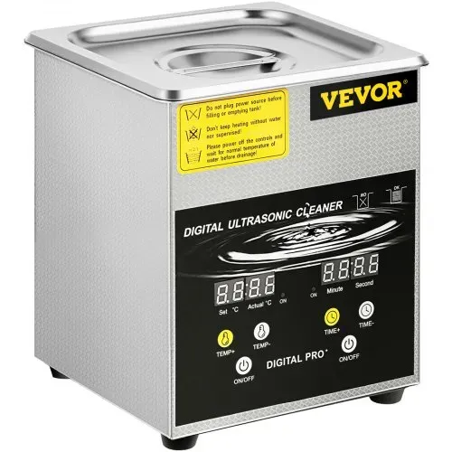 VEVOR 2 L Verbesserter Ultraschallreiniger (100 W Heizung, 60 W Ultraschall) Professioneller digitaler Labor-Ultraschall-Teilereiniger mit Heizungstimer für die Reinigung von Schmuck, Brillenteilen – Bild 8